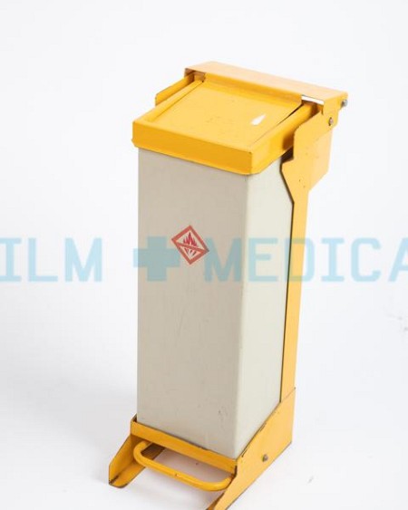 Hospital Waste Bin Slim White and Yellow